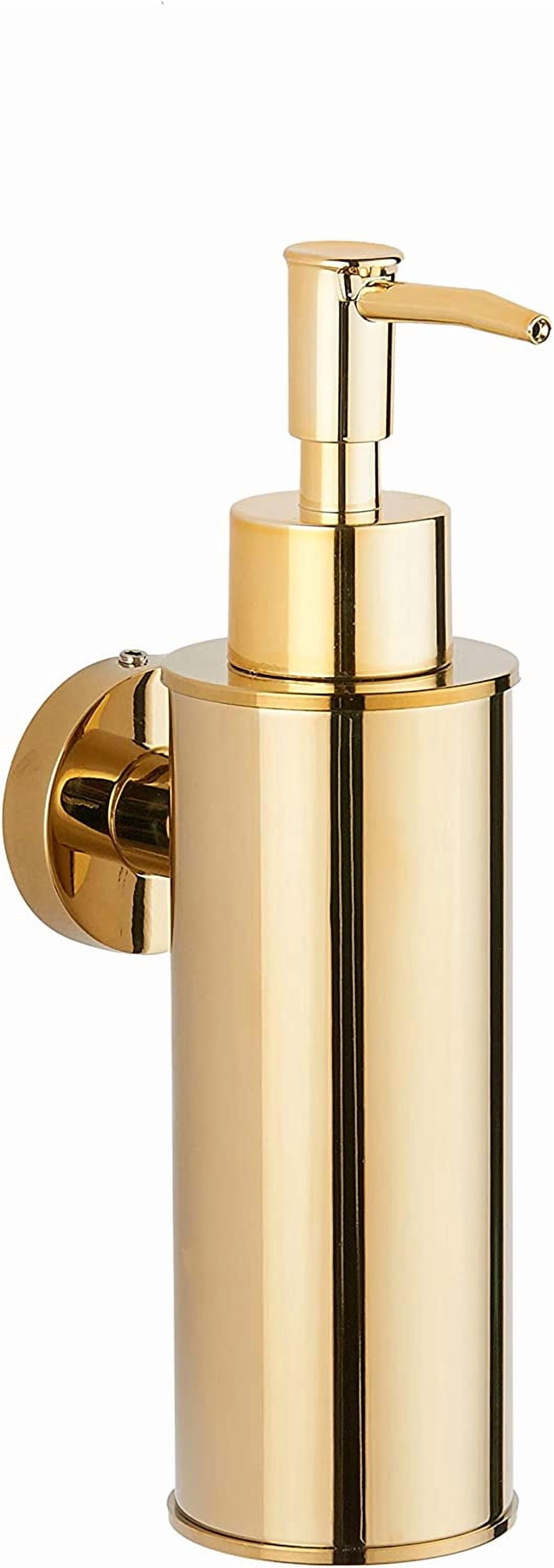 ABPETE Soap Dispenser Stainless Steel 304 Gold Wall Mount Liquid and Soap Dispenser Round for Kitchen and Bathroom