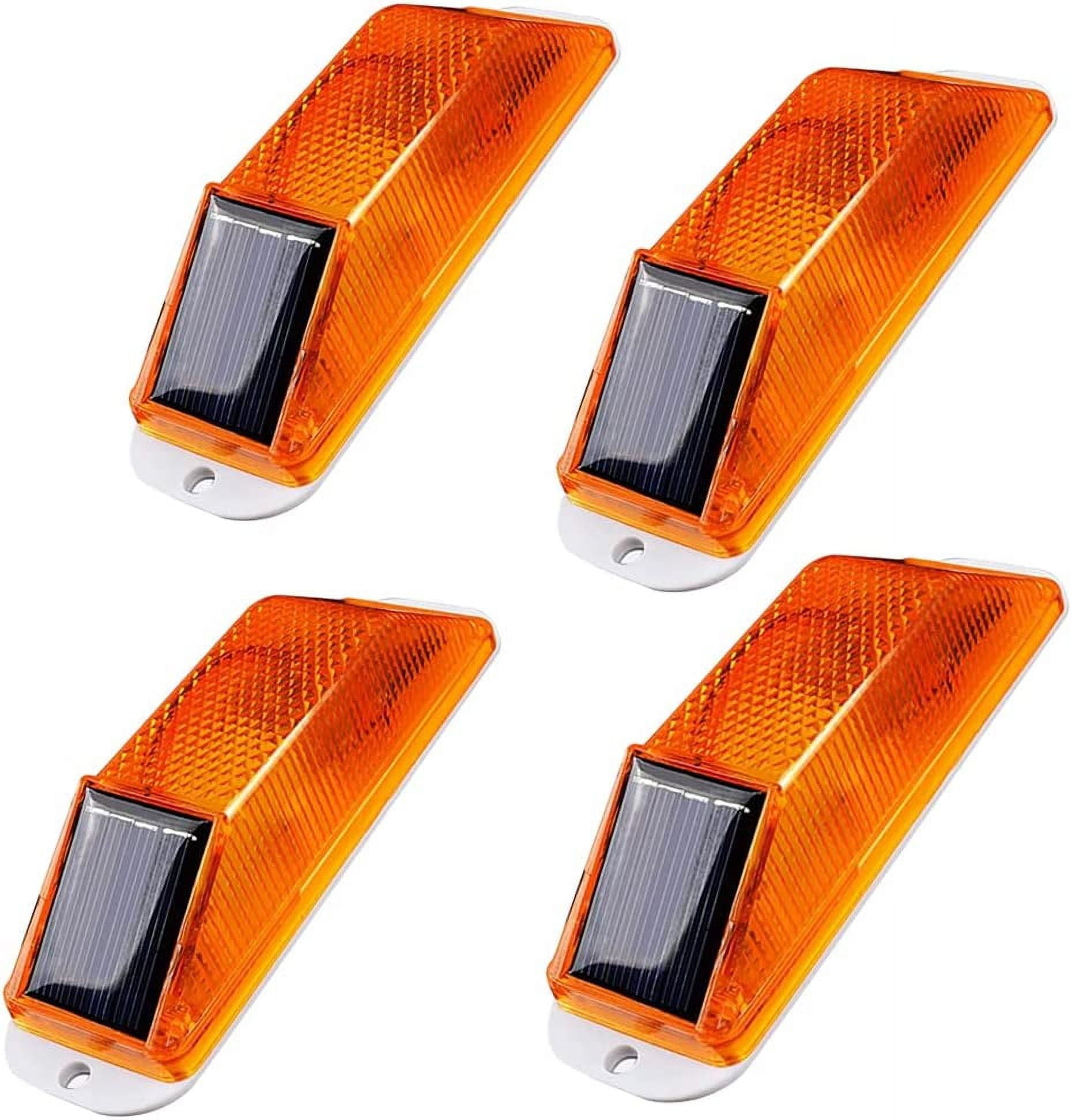 ABPETE Solar Strobe Warning Light LED Warning Lamp 4-Pack Super Bright ...