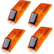 ABPETE Solar Strobe Warning Light LED Warning Lamp 4-Pack Super Bright IP54 Waterproof Light Control Flashing Beacon Barricade Construction Safety Road Signs Flash Traffic Lights Yellow