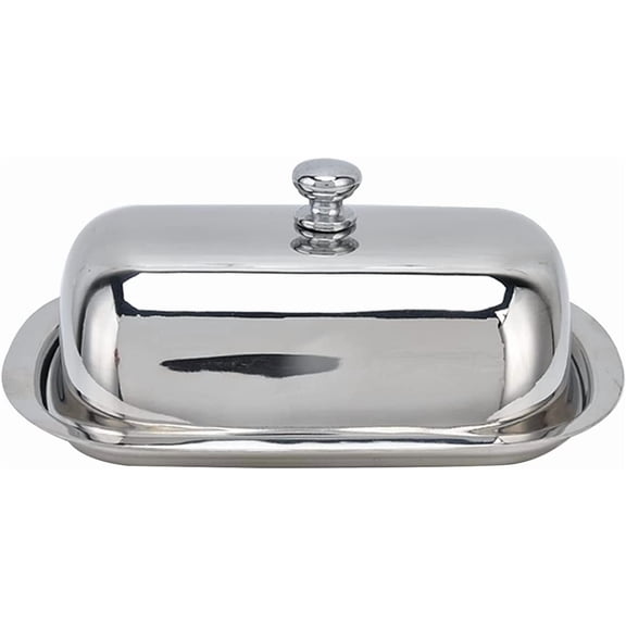 ABPETE Stainless Steel Butter Dish, HighGloss Dessert Bread Cheese Cake Box,Butter Box with Lid, Butter Container for Refrigerator, Convenient Food Storage Box with Lid for Home