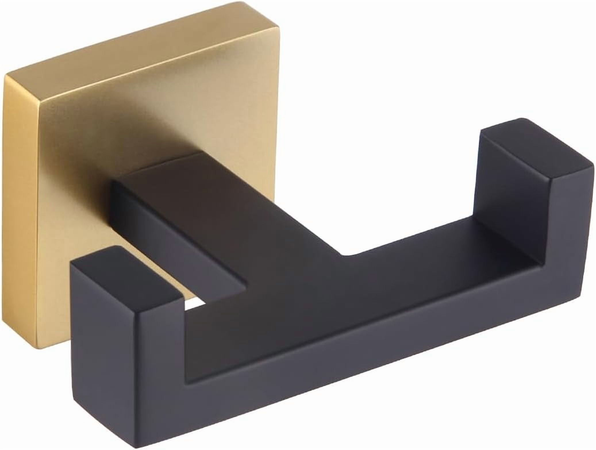 ABPETE Stainless Steel Coat/Robe Clothes Hook For Bath Kitchen Modern Hotel Style Bathroom Double Towel Hook Wall Mounted Black Gold Ag1407b Bd - View #10
