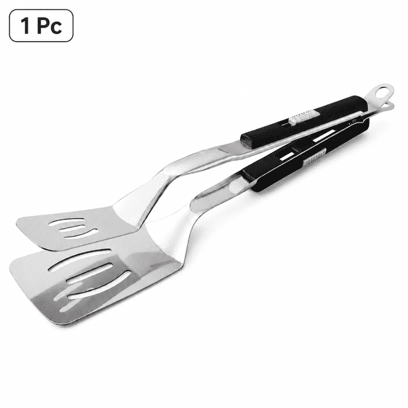 ABPETE Stainless Steel Grill Clamp, 2-in-1 Tongs-Spatula with Rubber Grip and Locking Design, 13.39 Inch Multifunctional Turner for Grilling, Frying, Cooking and Griddling,1pcs