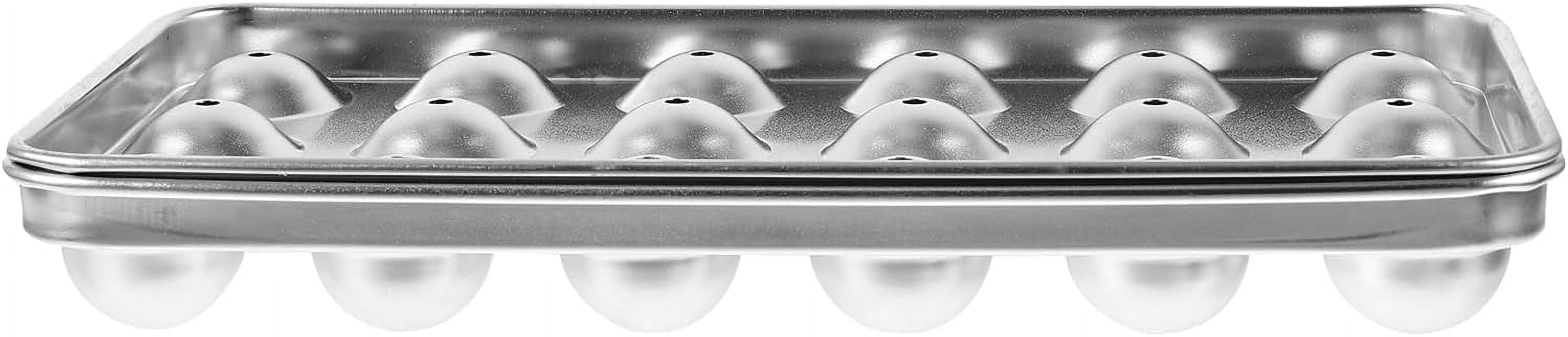 ABPETE Stainless Steel Round Ice Cube Tray With Lid - Easy Release Mold for Ice Balls - Freezer Tray for Drinks, Soda, Whiskey, Cocktails