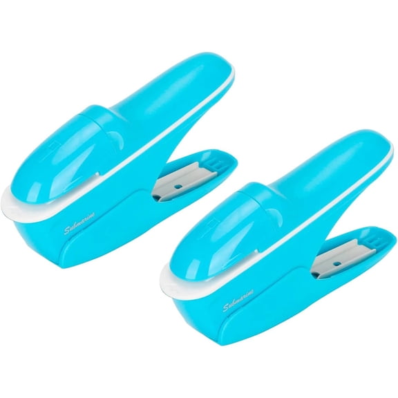 ABPETE Stapleless Stapler, No Staple Stapler Paper Clinch Compact Staple Free Staplers Binding Hand Tool Up to 8 Sheets Binding(2Pcs Blue)