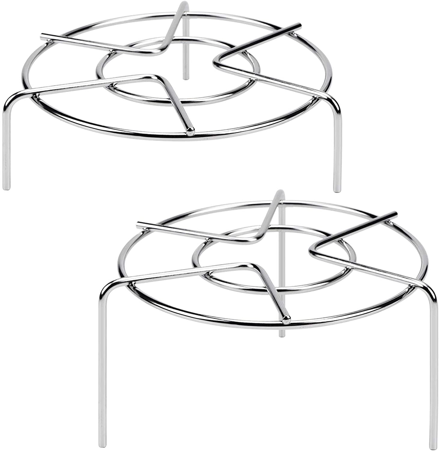 ABPETE Steam Rack, 2-4/5" and 2" Tall Trivet for Instant Pot 3 Qt and 6 Qt, Heavy Duty 18/8 Stainless Steel Steamer Rack Fit Pressure Cooker (6.3" Round - 2Pcs)
