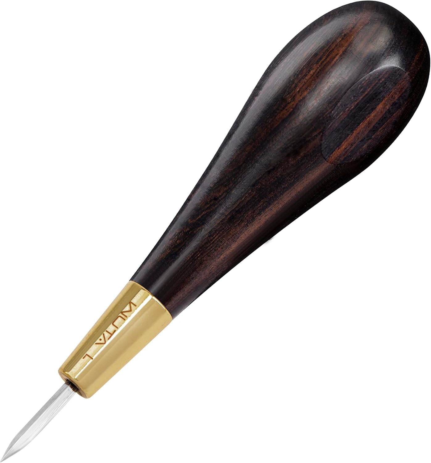 ABPETE  Stitching Awl Diamond Shape Awl Ebony Blackwood Handle Leather Craft Sewing Awl Kits Handmade Sewing Tools DIY Stitcher Taper(Large)
