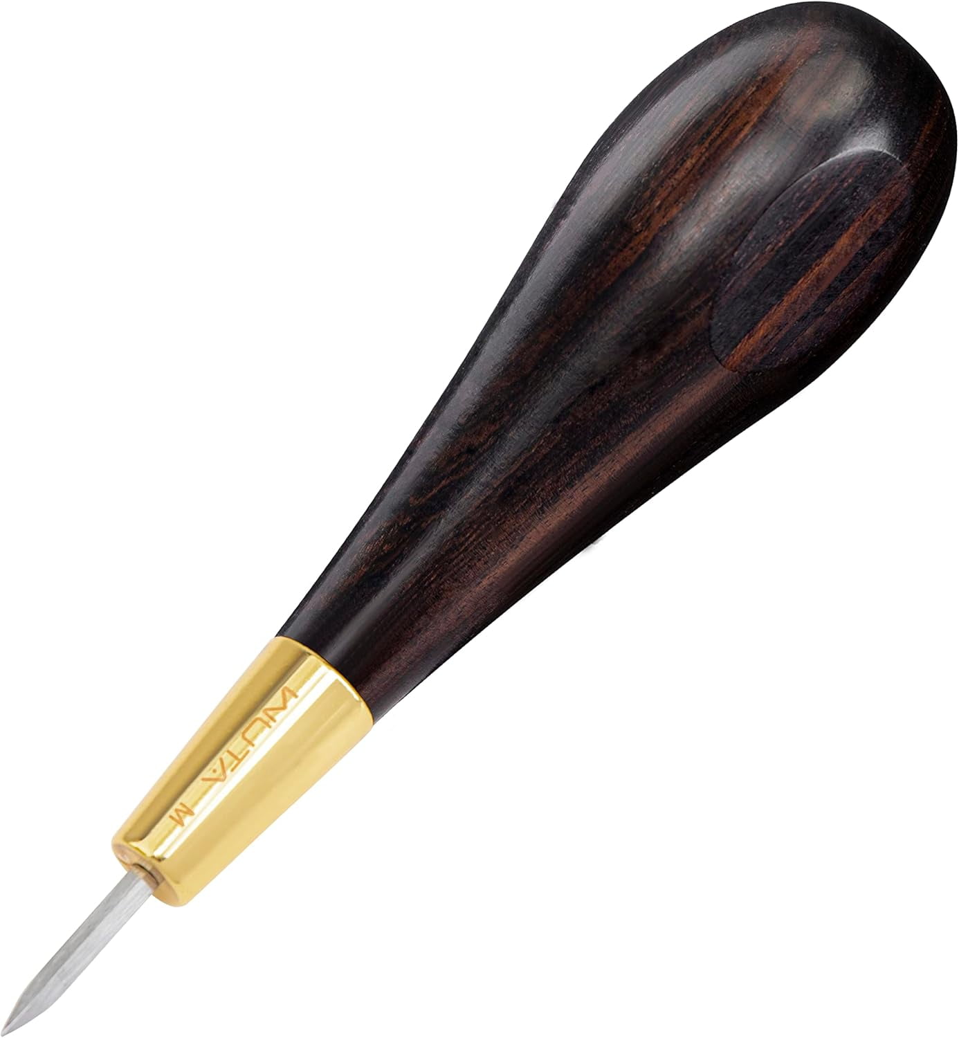 ABPETE  Stitching Awl Diamond Shape Awl Ebony Blackwood Handle Leather Craft Sewing Awl Kits Handmade Sewing Tools DIY Stitcher Taper(Middle)