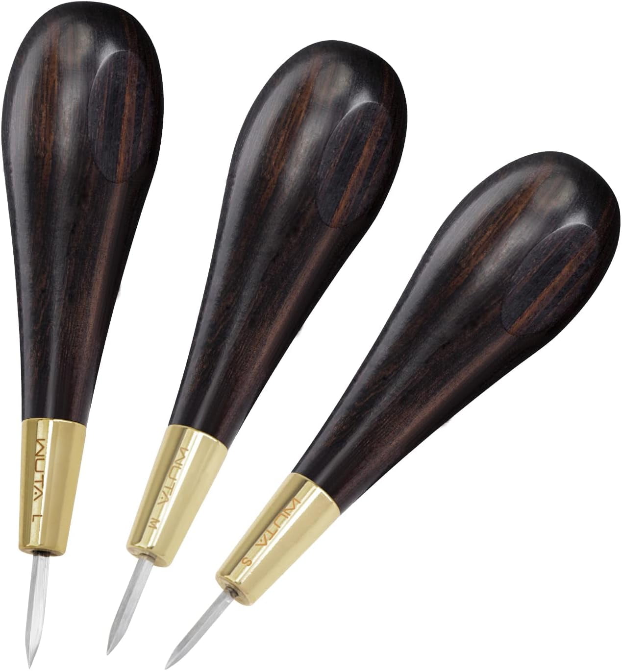 ABPETE  Stitching Awl Diamond Shape Awl Ebony Blackwood Handle Leather Craft Sewing Awl Kits Handmade Sewing Tools DIY Stitcher Taper(One Set)