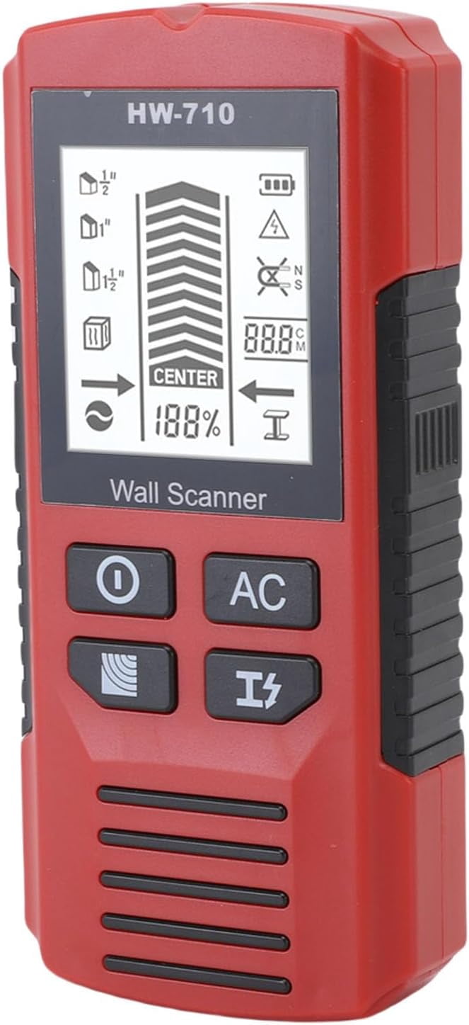 ABPETE Stud Finder, High Sensitivity Metal Detector for Wood AC Live Wire Metal Magnetic Studs Multiple Detection Modes for Any Skill Level (Red)