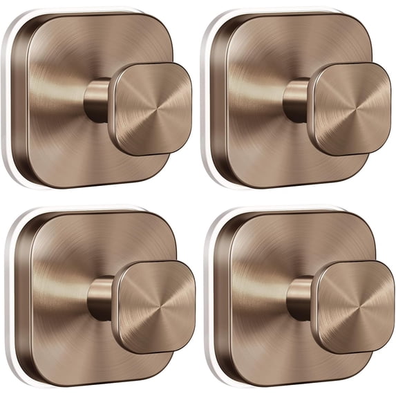 ABPETE Suction Cup Hooks for Shower,Glass Windows,Smooth Doors to Hang Towels,Robes,Reusable Suction Cup Wreath Hanger for Christmas Wreaths-Champagne Bronze(4 Pack)