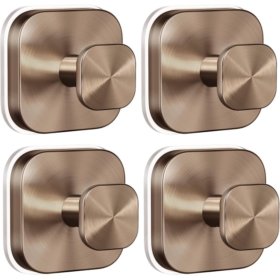 ABPETE Suction Cup Hooks for Shower,Glass Windows,Smooth Doors to Hang Towels,Robes,Reusable Suction Cup Wreath Hanger for Christmas Wreaths-Champagne Bronze(4 Pack)