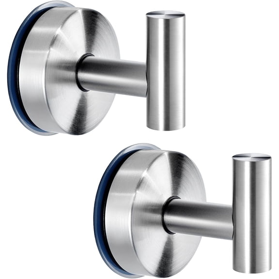 ABPETE Suction Cup Hooks for Shower Wall Stainless Steel Vacuum Suction Hook Heavy Duty Bathroom Suction Towel Holder for Inside Shower Coat Hooks Wall Hanger for Door Glass Kitchen Brushed 2Pcs