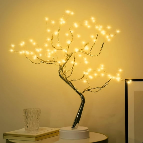ABPETE Tabletop Bonsai Tree,DIY 108 LED Bonsai Tree Light with Bendable Branches - USB/Battery Powered Fairy Spirit Lamp for Home Decor, Night Light, and Festivals