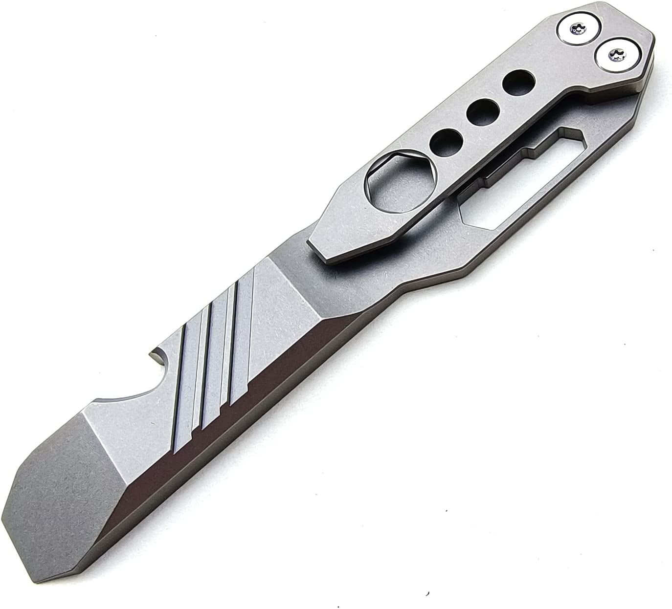 ABPETE Titanium Pry Bar Outdoor Prybar EDC Wrench Bottle Opener Multi-function tool with Pocket Clip