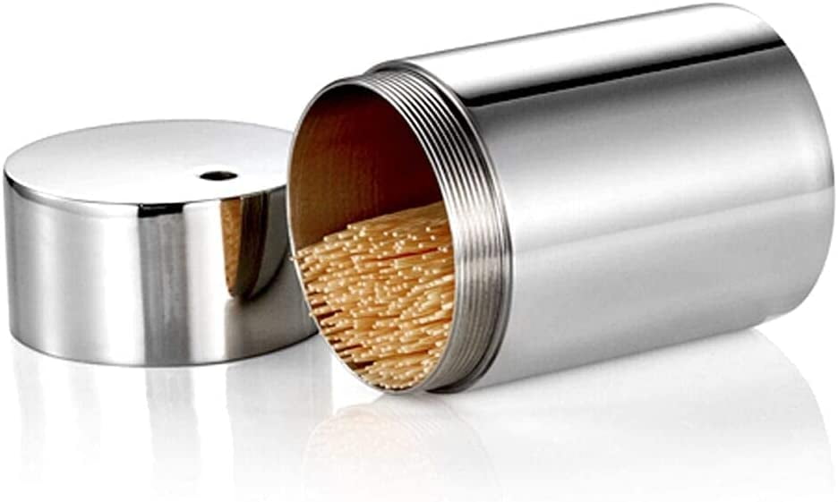 ABPETE Toothpick Holder Dispenser SUS304 Stainless Steel Thickening Tooth Picks Container for Teeth and Appetizer (No Toothpicks)