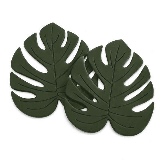 ABPETE Tortoise Shell Bamboo Silicone Trivet, Small Green Rubber Hot Pads for Pots & Pans, Soft Non-Slip Coasters & Heat Resistant Mats for Kitchen Countertops & Dining Tables(2 pcs)