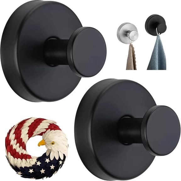 ABPETE Upgrade Strong Suction Cup Hooks for Bathroom, Window & Mirror – No Drill Hooks for Towels, Robes, Wreaths & Decorations – Heavy Duty Adhesive Hooks for Glass, Tile, Shower (Black)