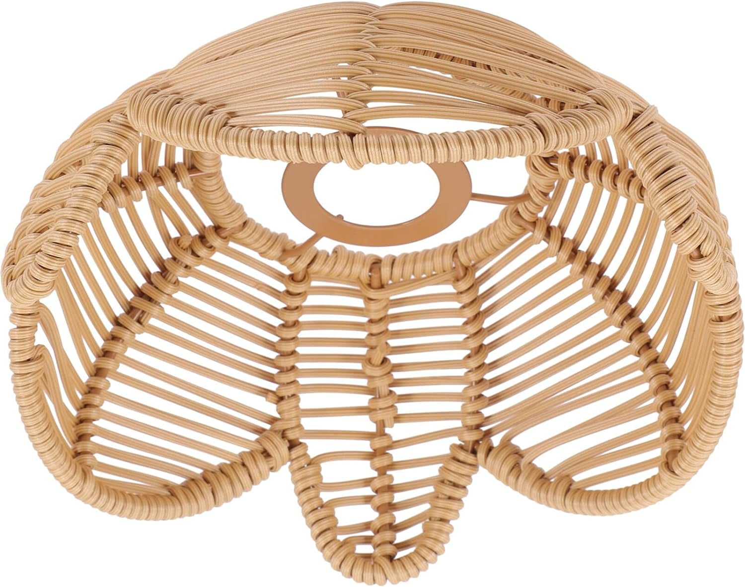 ABPETE  Wicker Lamp Shade Lotus Flower, Shaped Chandelier Lampshade Rattan Woven Pendant Light Cover for Ceiling Pendant Lamp