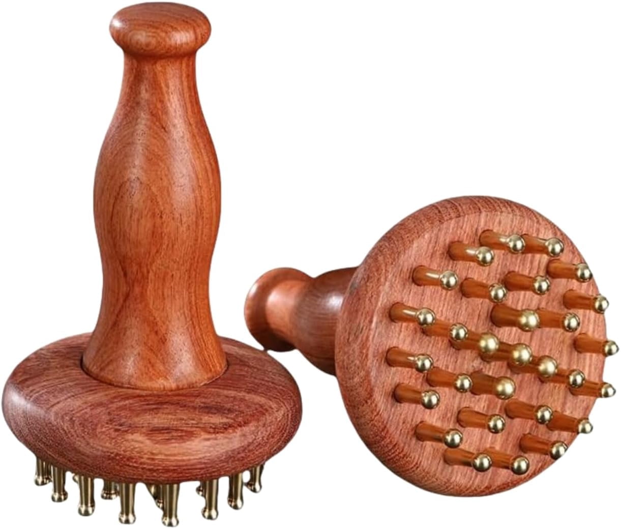 ABPETE Wood Therapy Massage Tools 29-Teeth Copper Head Massager, Home SPA Body Relaxing and Stress Relief Handheld Massager, for Legs, Arms, Neck, Shoulder