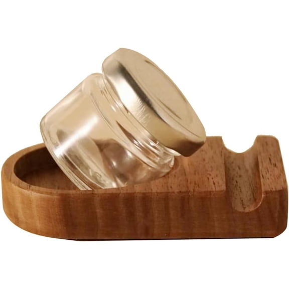 ABPETE Wooden Tilting Calligraphy Pen Holder with One Glass Ink Bottle Container, Calligraphy Oblique Nib Holder Stand Base Set Desktop Tabel Decoration