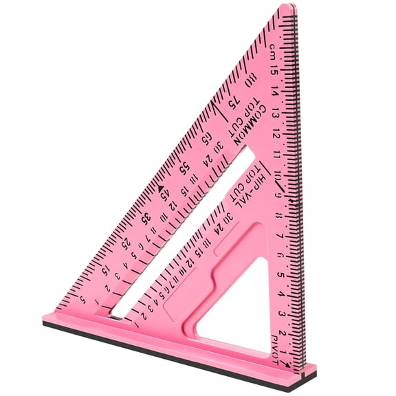 ABPETE Woodworking Triangle Ruler,Precision Plastic Carpenter Square & Protractor, Clear Scale Right Angle Measuring Tool for DIY(Pink)