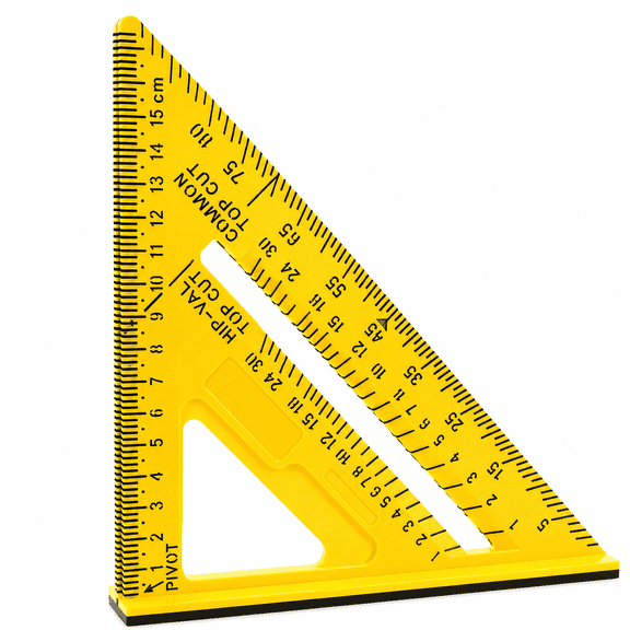 ABPETE Woodworking Triangle Ruler, Plastic Carpenter Square with Clear Scale, Precision Right Angle Measuring Ruler, Square Protractor for DIY Carpentry, Layout, Measuring and Marking(Yellow)