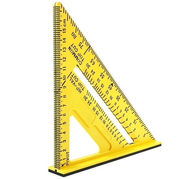 ABPETE Woodworking Triangle Ruler,Precision Plastic Carpenter Square & Protractor, Clear Scale Right Angle Measuring Tool for DIY(Yellow)