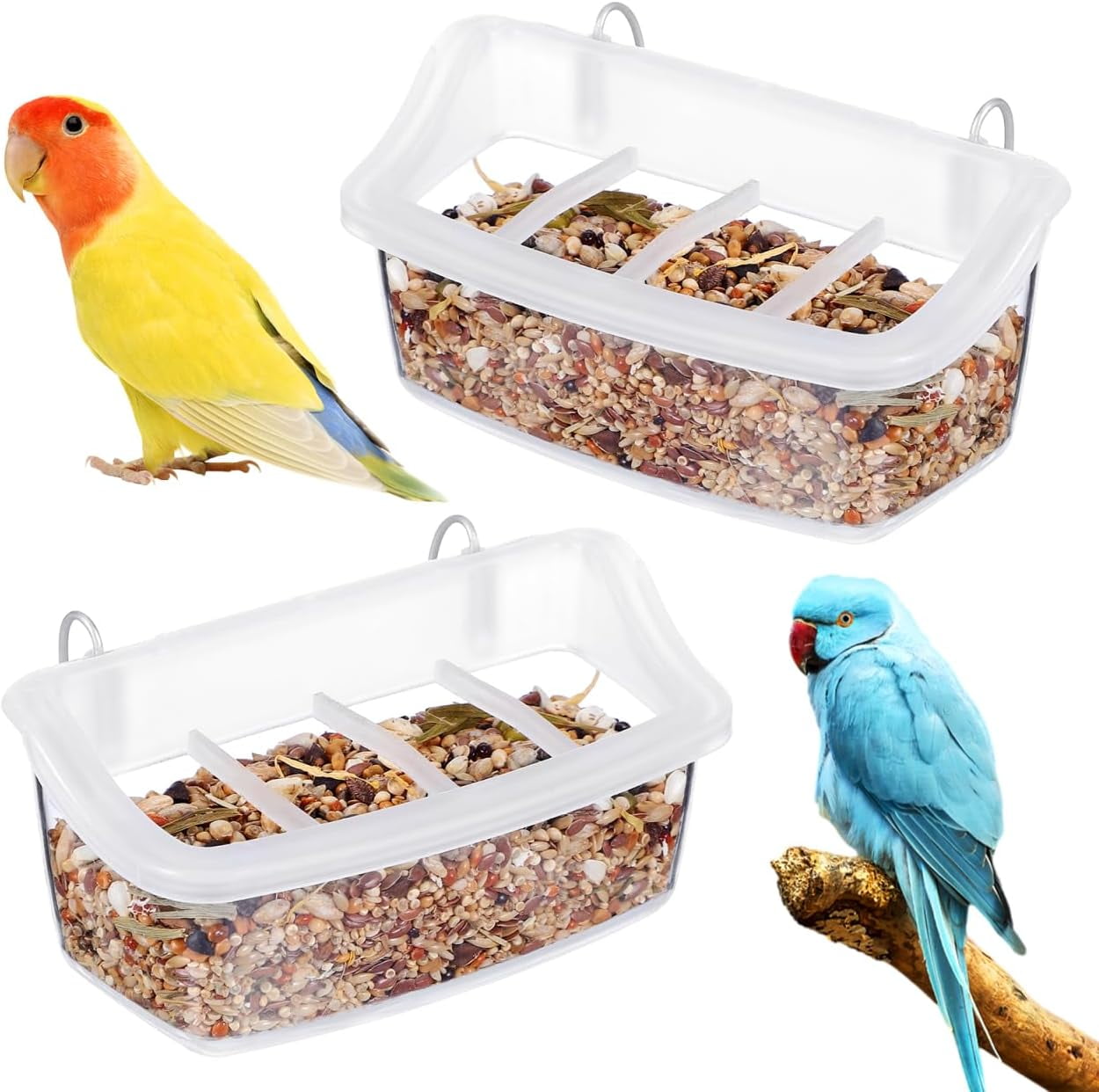 ABPETE bird dishes for cage,2Pcs Outdoor Parrot Bird Feeders Hanging ...