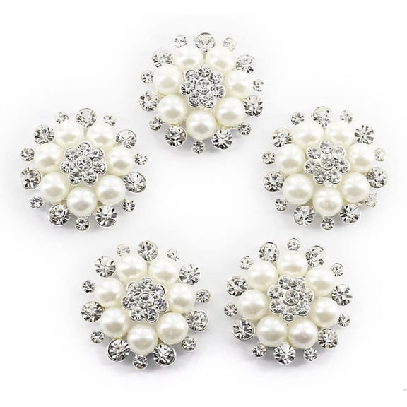 ABPETE fake buttons,10 Pieces Faux Pearl Snowflake Rhinestones Buttons, Flat Back Rhinestone Buttons for DIY Crafts Jewelry Phone