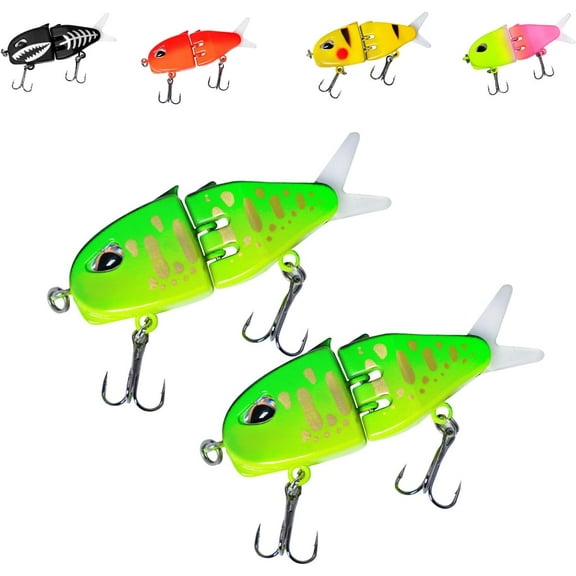ABPETE fishing lure,Slow-Sink Glide Bait,Multi-Joint Swimbait,Mini Glide Bait for Bass Fishing Saltwater Ready Wobbler Lure(Green)