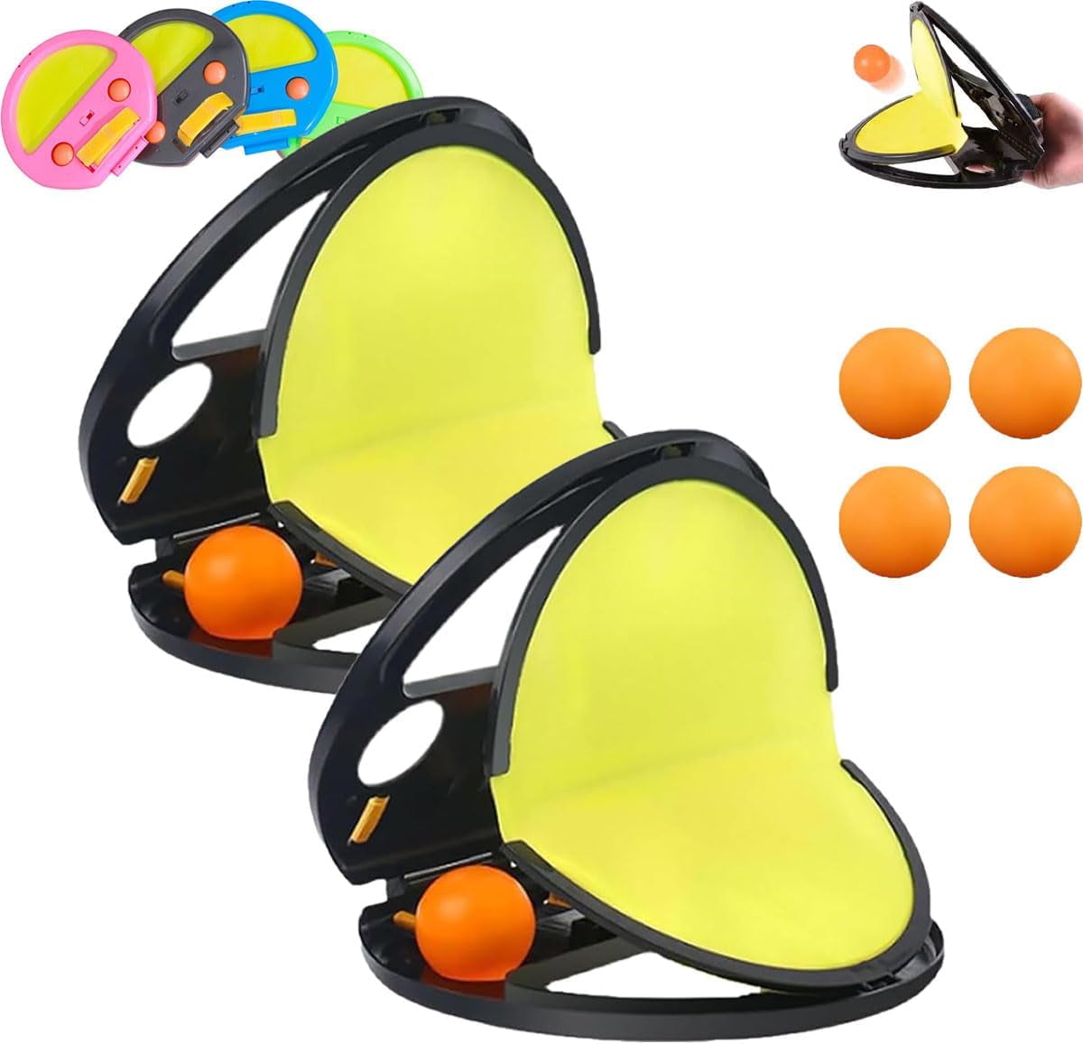 ABPETE flyball beach game,Racket-Pocket Catch Game, Racket Pocket, Toss and Catch Ball Game, Toss and Catch Ball Set,Throw Catch Ball Game(2 beats and 4 balls)