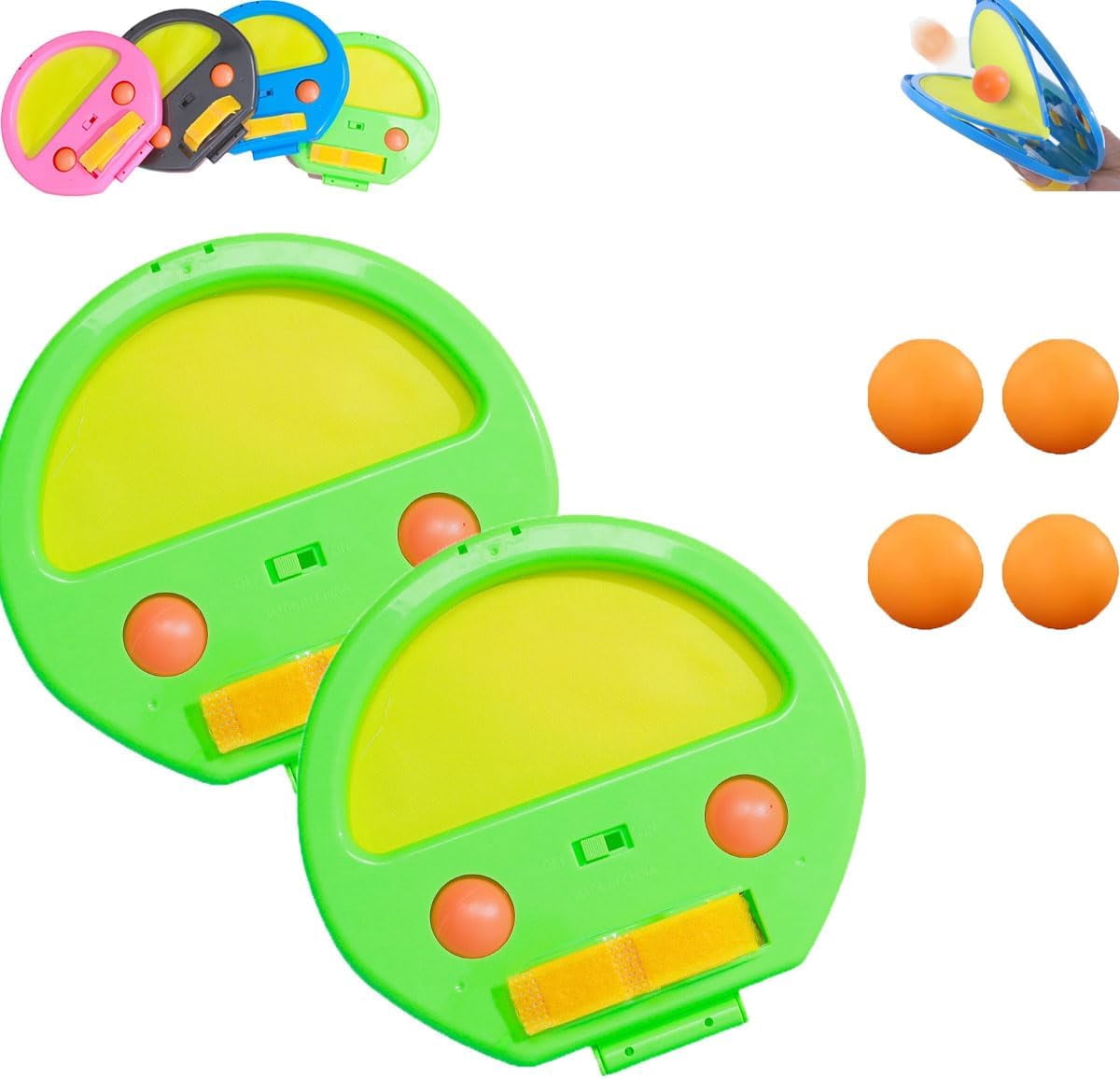 ABPETE flyball beach game,Racket-Pocket Catch Game, Racket Pocket, Toss and Catch Ball Game, Toss and Catch Ball Set,Throw Catch Ball Game(2 beats and 4 balls)
