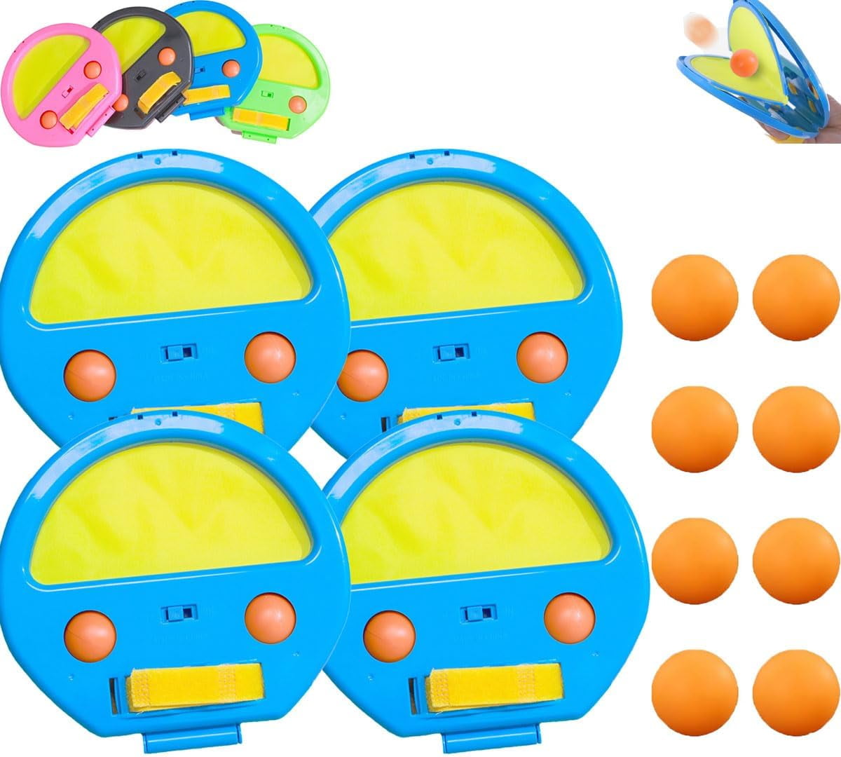 ABPETE flyball beach game,Racket-Pocket Catch Game, Racket Pocket, Toss and Catch Ball Game, Toss and Catch Ball Set,Throw Catch Ball Game(4 beats and 8 balls)