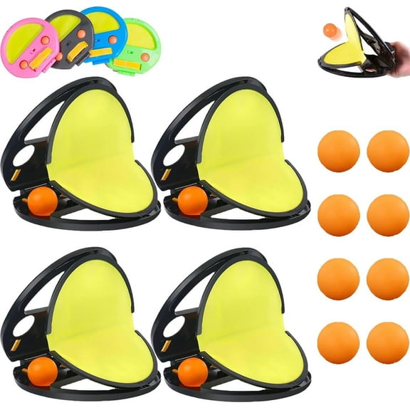 ABPETE flyball beach game,Racket-Pocket Catch Game, Racket Pocket, Toss and Catch Ball Game, Toss and Catch Ball Set,Throw Catch Ball Game(4 beats and 8 balls)