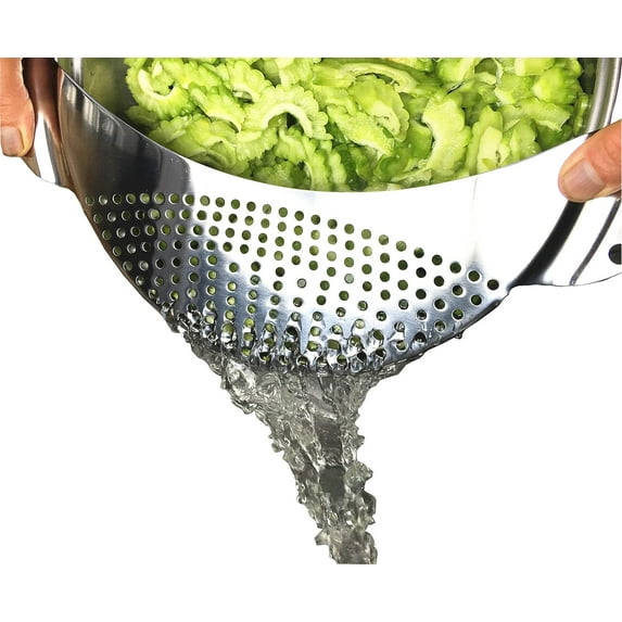 ABPETE pasta drainer,Stainless Stainless Spaghetti Pot Strainer Food Sieve,Vegetables Pasta Drainer Colander Fits All Pots Up To 10 Inches
