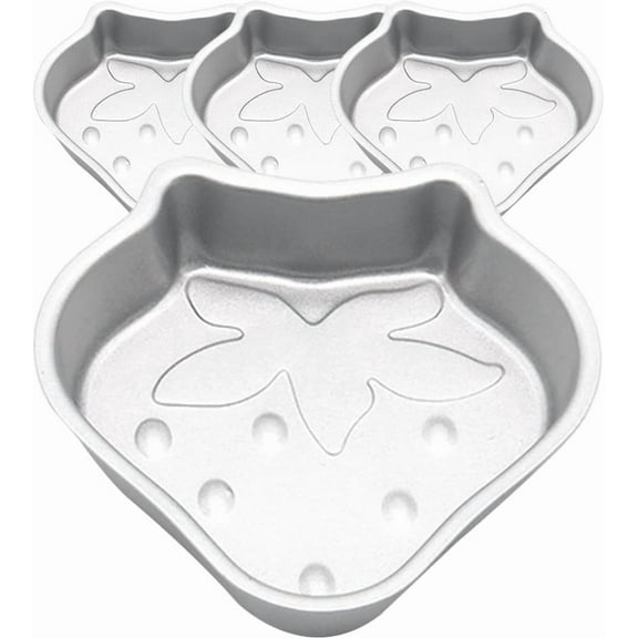ABPETE strawberry cake pan,4-Pack Strawberry Pudding Cups , Metal Tart Molds for Flan, Cheesecake & Custard, Commercial-Grade Nonstick Jelly Baking Cups