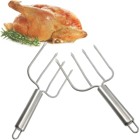 ABPETE turkey roasting set,Thanksgiving Turkey Lifter Serving Set, Roaster Poultry Forks, Stainless Steel Turkey Forks,Set of 2