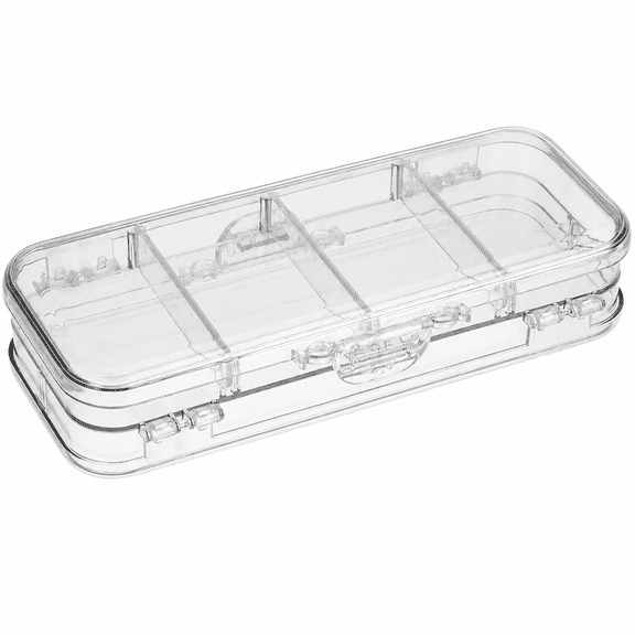 ABPETE with 4 Removable Ruler Dividing Spacers Multi-grid Home Utility Boxes with 6 Compartments for Pencils Erasers Clips (Clear)