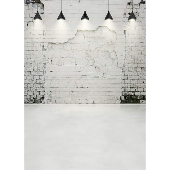 ABPHOTO 5x7ft Photography Backdrop Distressed Interior with Peeling Shabby White Brick Wall and Floor Backdrops for Photo Shoots Newborn Lovers Party Adult Kids Baby