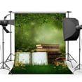 thumbnail image 1 of ABPHOTO 5x7ft Photography Backdrop Dreamy World Fairy Tale Jungle Forest Blooming Flowers Grass Field Bokeh Magic Books Mushroom Fantasy Landscape Backdrops Seamless Baby Kids Children Adults, 1 of 3