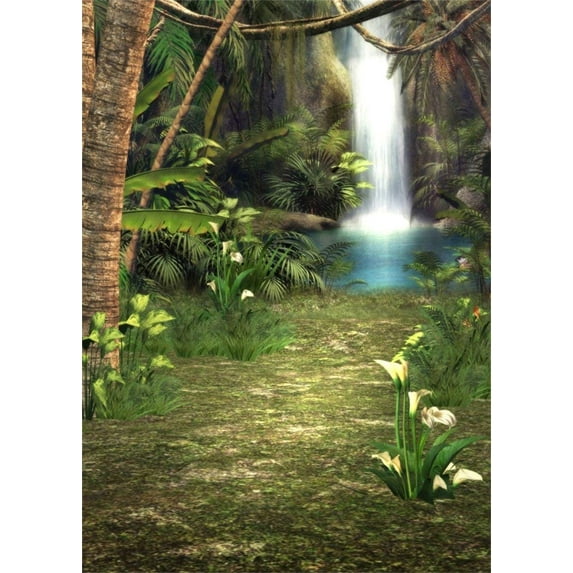 ABPHOTO 5x7ft Photography Backdrop Enchanting Jungle Waterfall Scenery Fairytale Forest Backdrops for Photo Shoots Lovers Party Game Adult Kids Baby