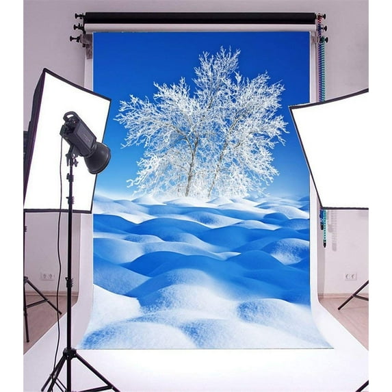 ABPHOTO 5x7ft Photography Backdrop Merry Christmas Ric Snow Covered Landscape White Xmas Photo Background Backdrops