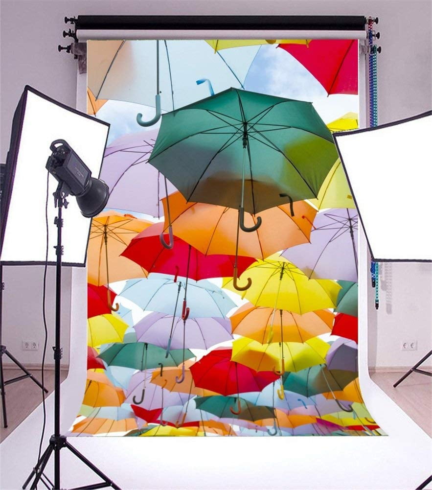 ABPHOTO 5x7ft Photography Backdrop Multicolored Umbrellas Floating on ...