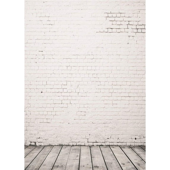 ABPHOTO 5x7ft Photography Backdrop Painted White Brick Wall and Wooden Floor Room Interior Backdrops for Photo Shoots Newborn Lovers Party Adult Kids Baby