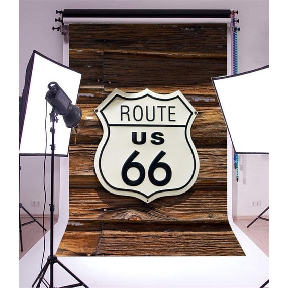 ABPHOTO 5x7ft Photography Backdrop Route Us 66 American Road Grunge Stripes Wood Plank Photo Background Backdrops for Photography Photo Shoots Party Adults Wedding Personal Portrait Photo Studio Props
