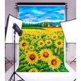 thumbnail image 1 of ABPHOTO 5x7ft Photography Backdrop Rural Village Sunflowers Blue Sky Oil Painting Photo Background Backdrops, 1 of 4