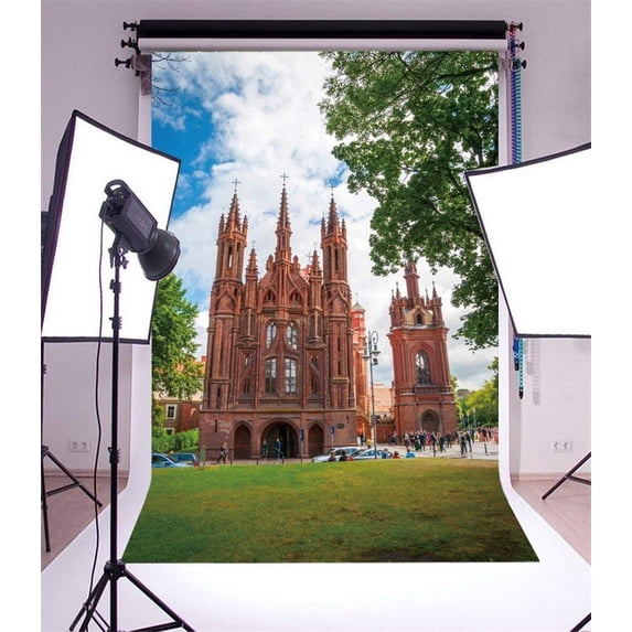 ABPHOTO 5x7ft Photography Backdrop St Anne Church in Vilnius Lithuania Historical Building Landmark Photo Background Backdrops