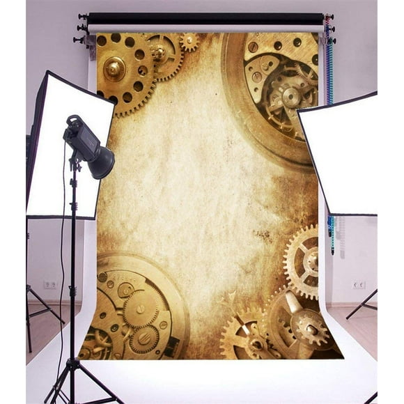 ABPHOTO 5x7ft Photography Backdrop Steampunk Shabby Solid Blurry Abstract Wallpaper Vintage Retro Metal Gears Photo Background Backdrops