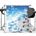thumbnail image 1 of ABPHOTO 5x7ft Photography Backdrops Bokeh Halos Twinkle Snowflakes Blue Christmas Ball Christmas Tree Seamless Newborn Baby Toddlers Adults Merry Christmas Portraits, 1 of 3