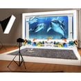 thumbnail image 1 of ABPHOTO 7x5ft Photography Backdrop 3D Aquarium Undersea World Dolphine Fish Home TV Sofa Decor Artistic Scenery Backdrops, 1 of 4